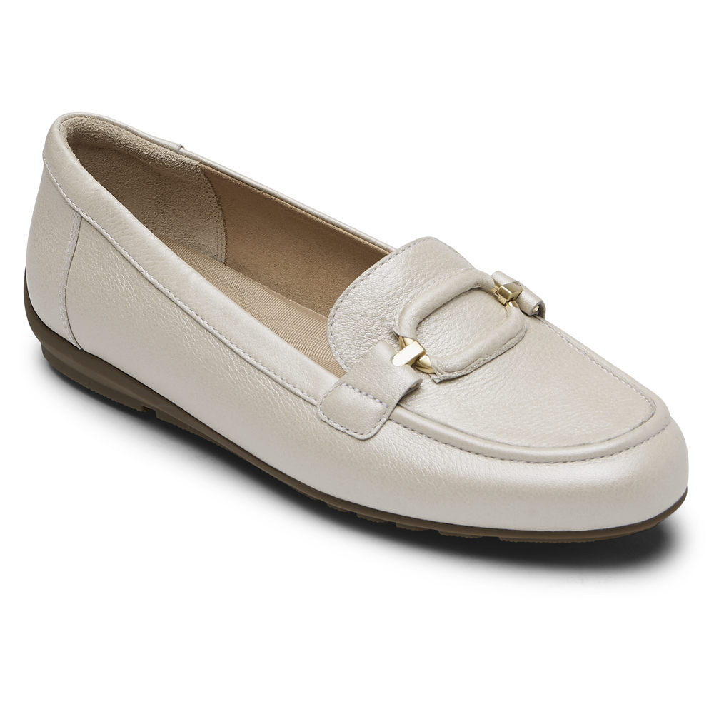 Rockport Singapore Womens Loafers - Total Motion Circle Driver White - FG7689541